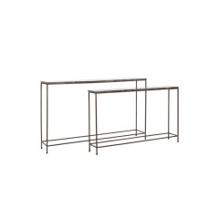 CONSOLE TABLE MRN SET OF 2 STONE TOP BLACK 120 140 - CONSOLES, DESKS